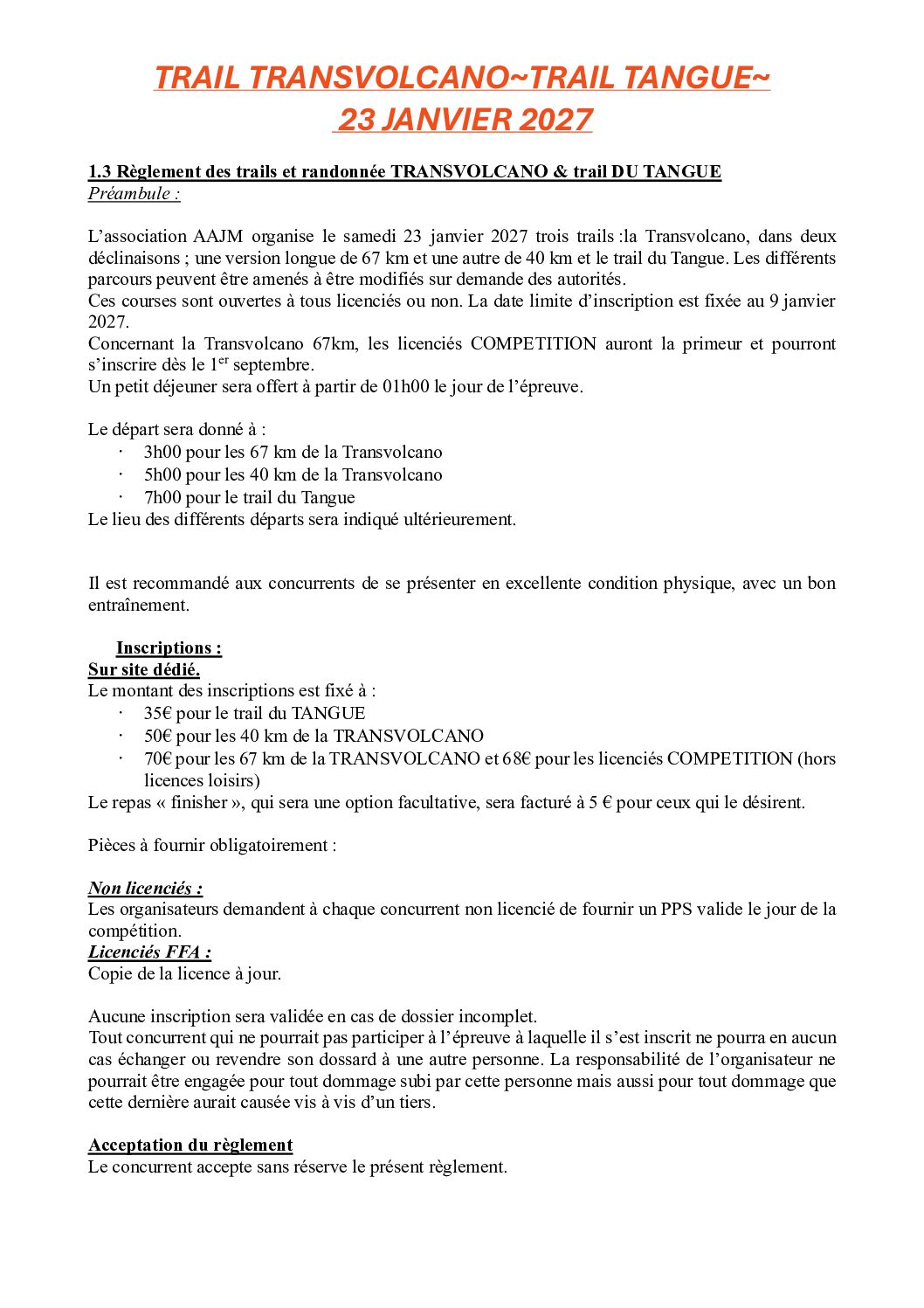 Réglement